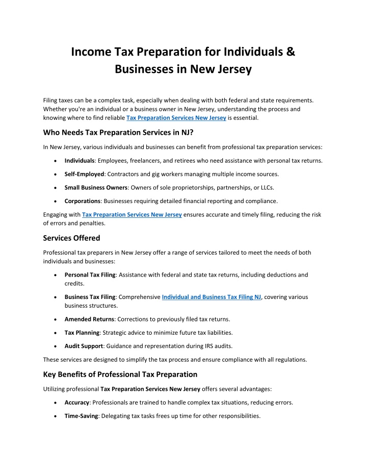income tax preparation for individuals businesses n.w