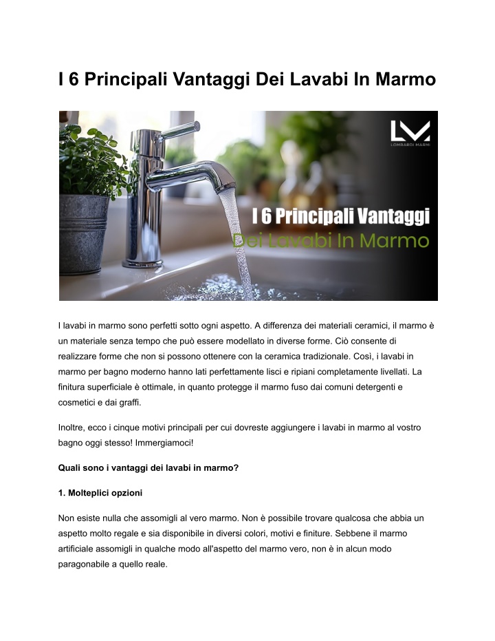 i 6 principali vantaggi dei lavabi in marmo n.w