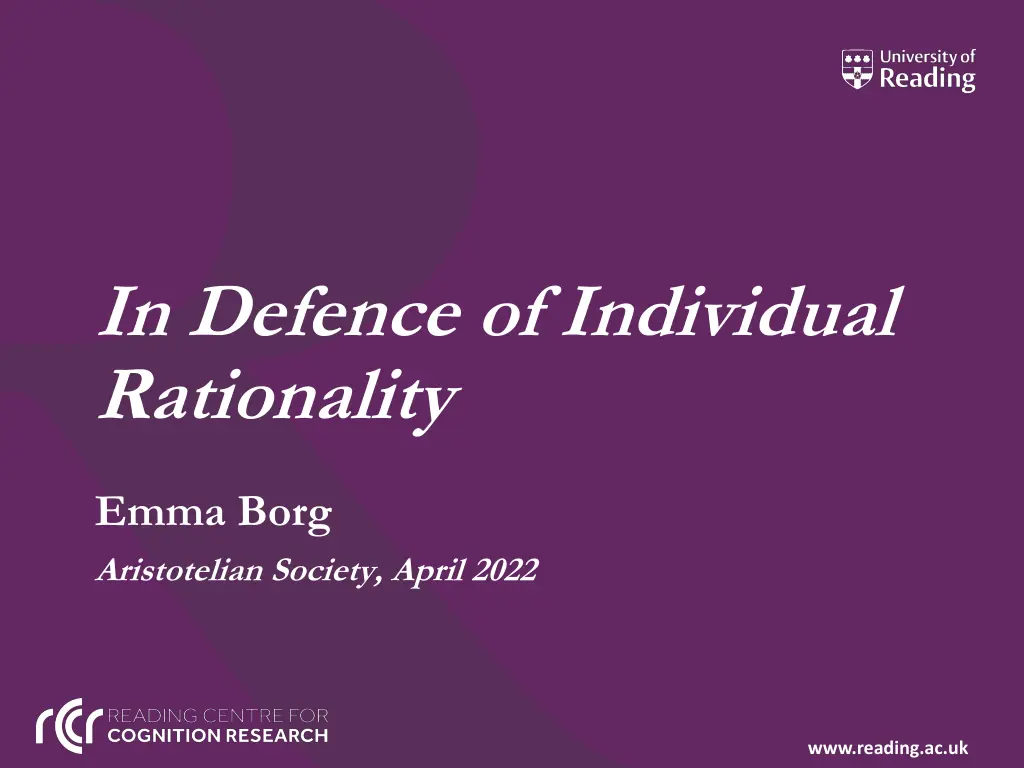 in defence of individual rationality n.w