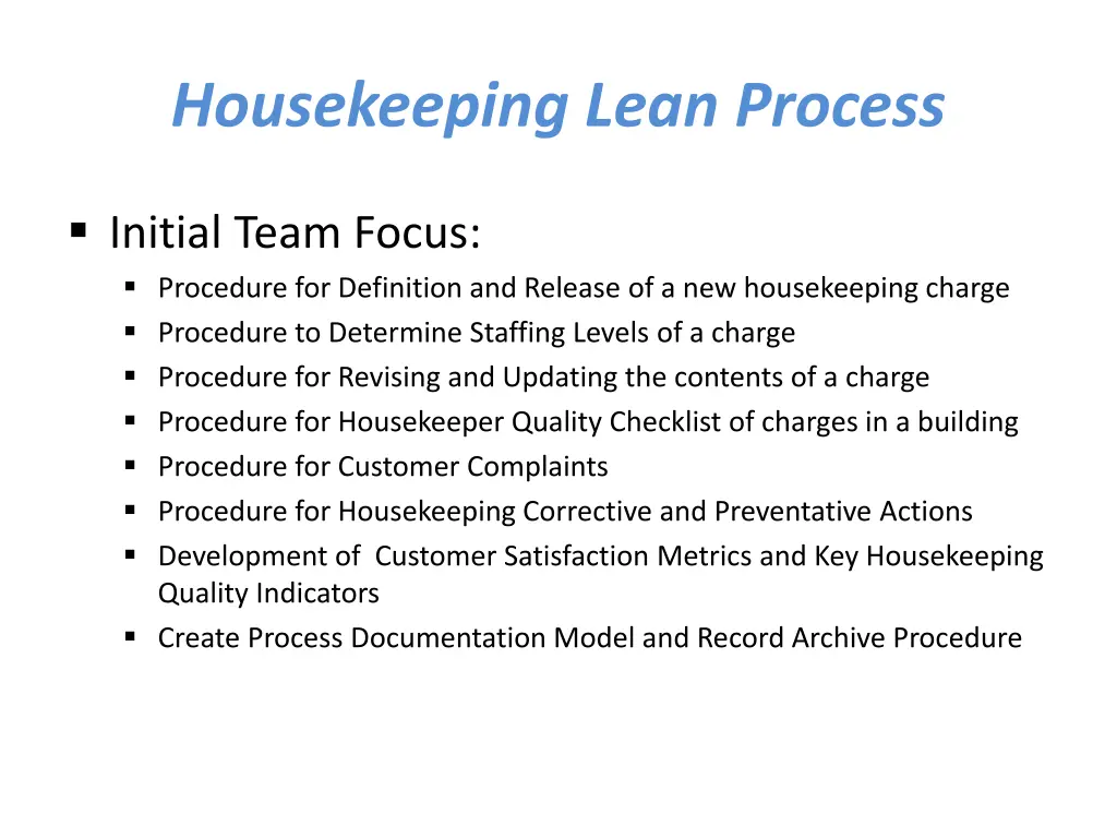 housekeeping lean process n.w
