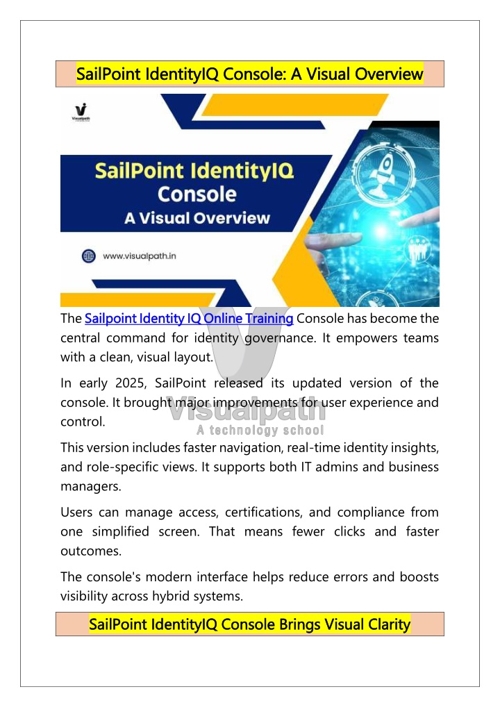 sailpoint identityiq console a visual overview n.w