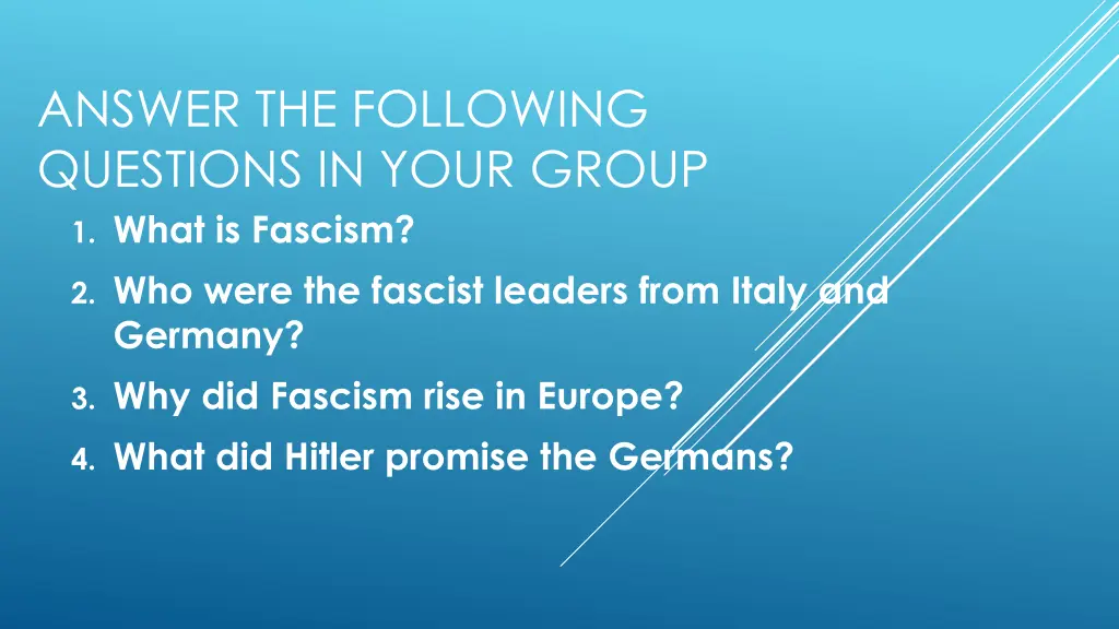 answer the following questions in your group n.w