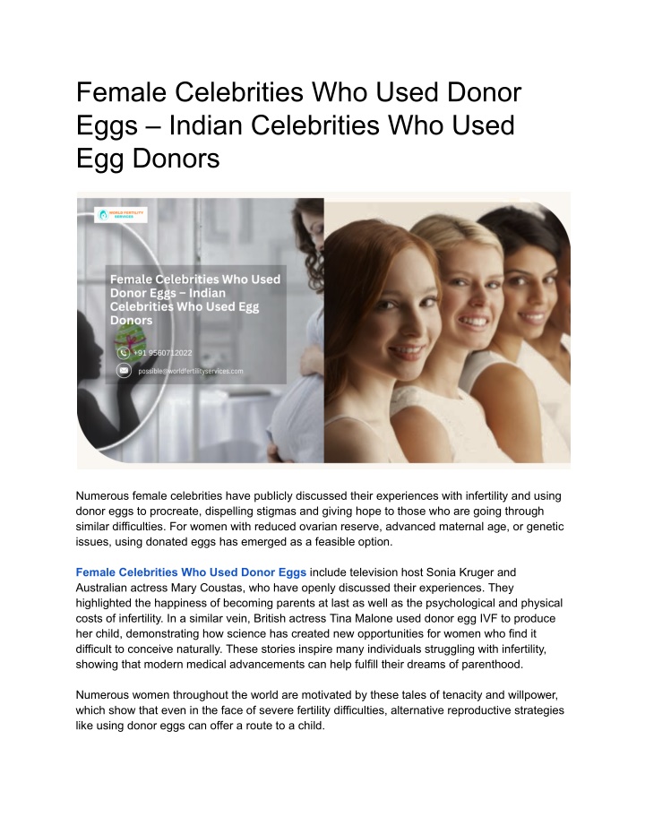 female celebrities who used donor eggs indian n.w