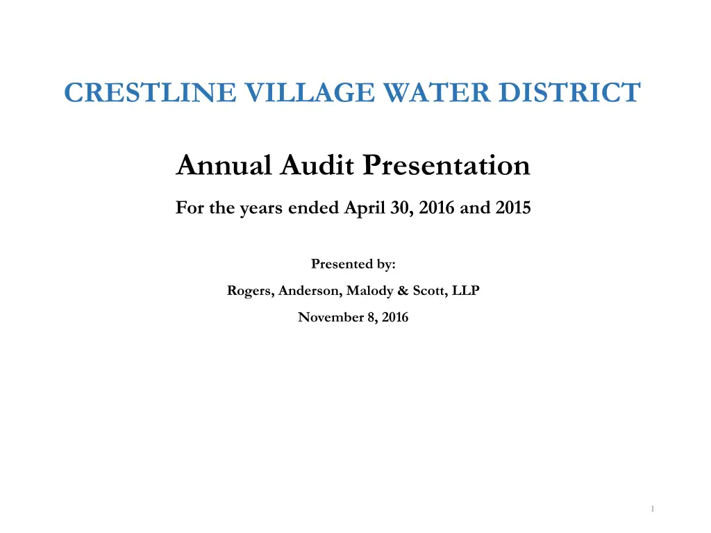 crestline village water district n.w