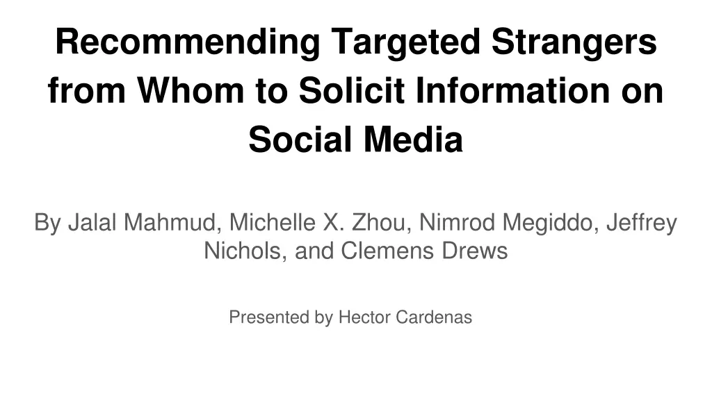 recommending targeted strangers from whom n.w