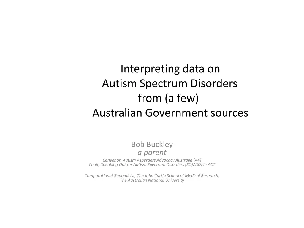 interpreting data on autism spectrum disorders n.w