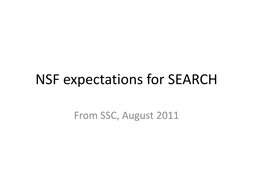 nsf expectations for search n.w