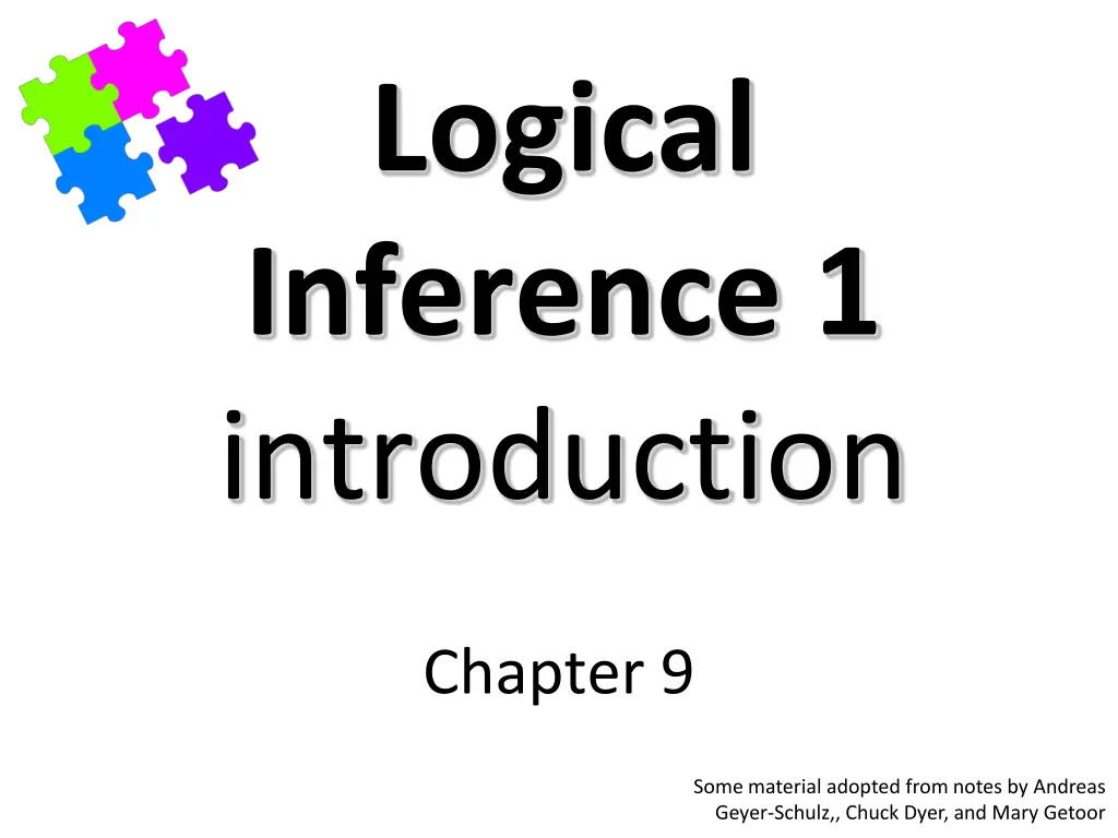 logical inference 1 introduction n.w