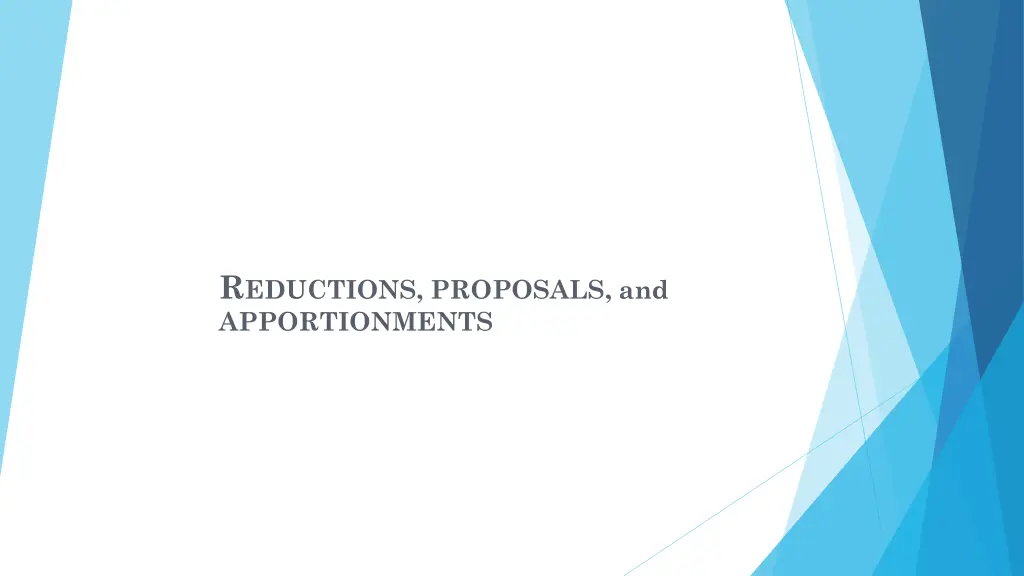 r eductions proposals and apportionments n.w