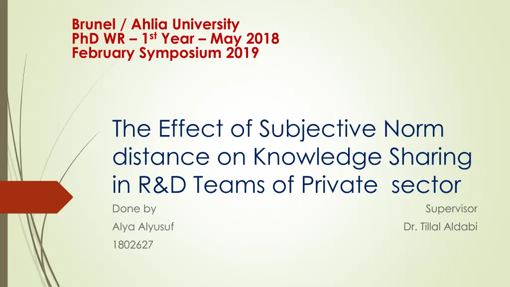 brunel ahlia university phd wr 1 st year may 2018 n.w