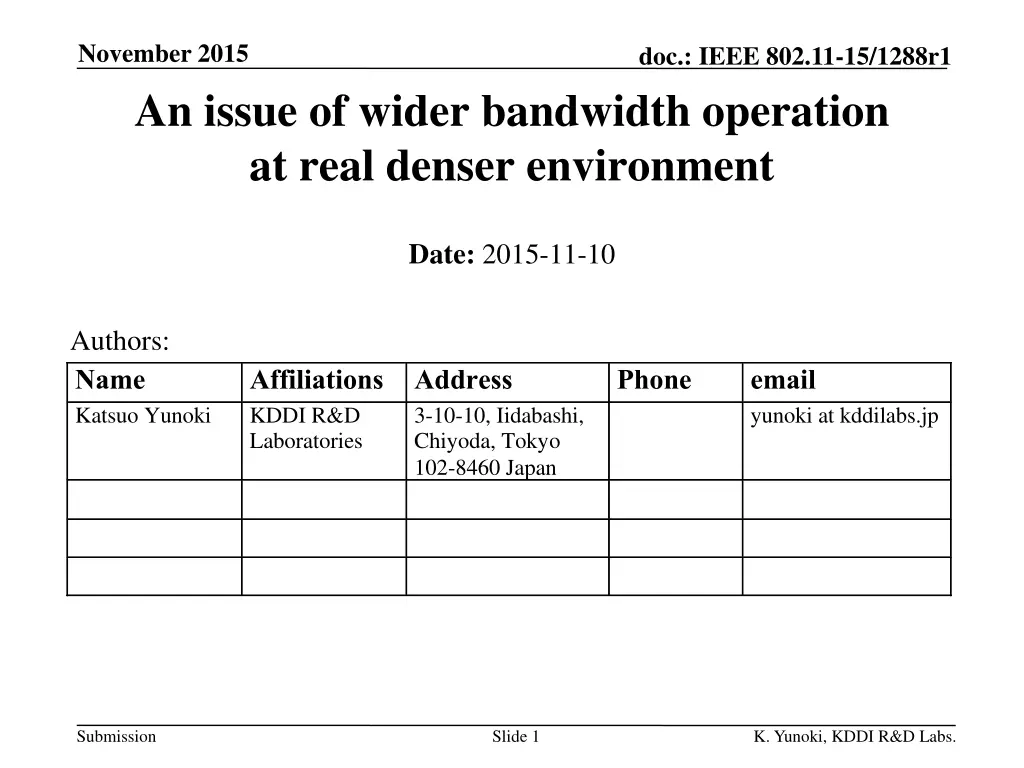 november 2015 an issue of wider bandwidth n.w