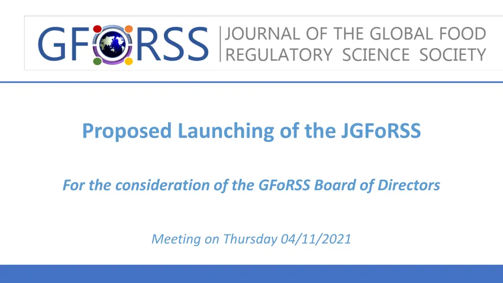 proposed launching of the jgforss n.w