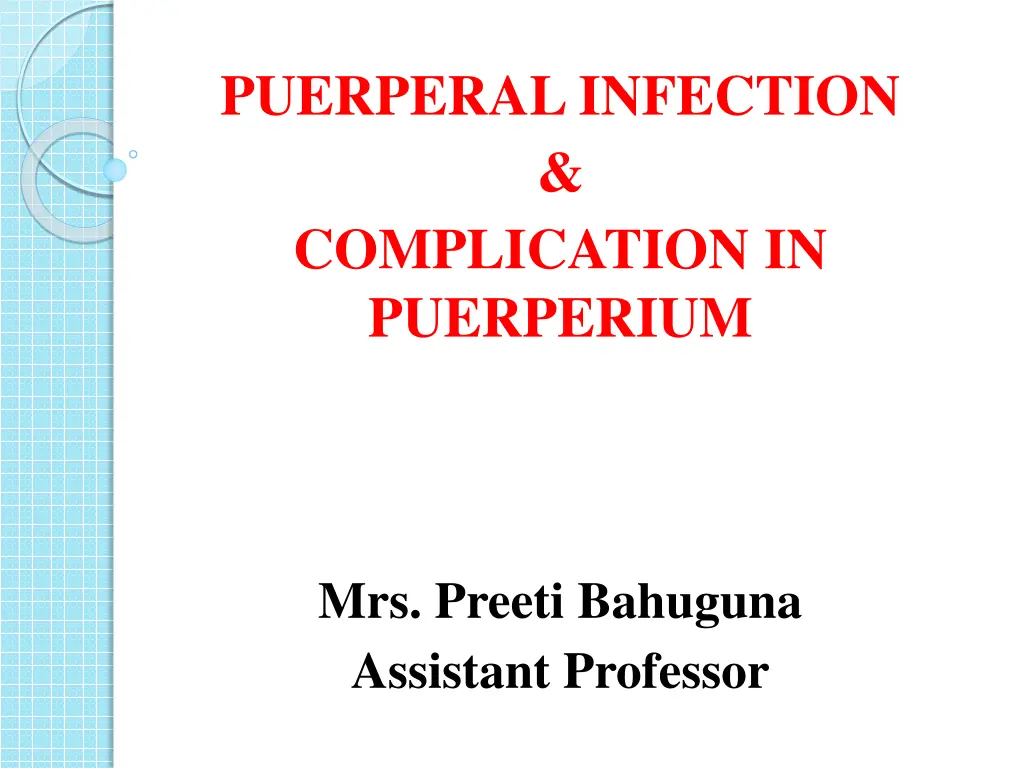 puerperal infection complication in puerperium n.w