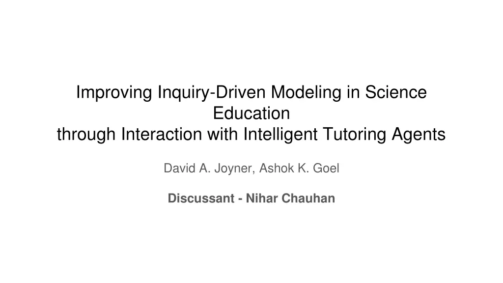 improving inquiry driven modeling in science n.w