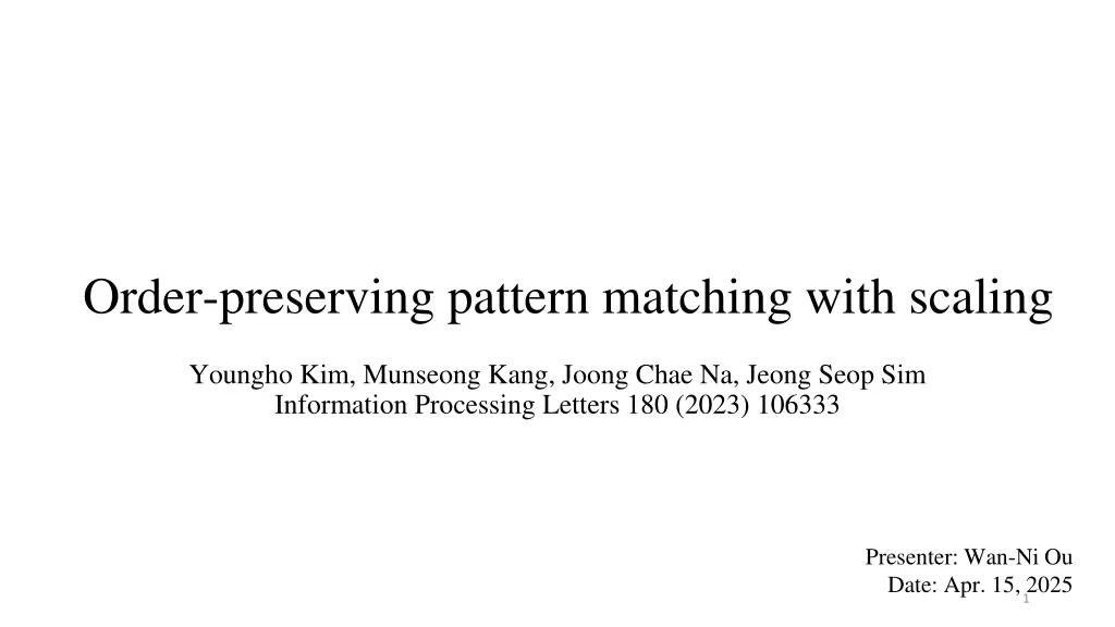 order preserving pattern matching with scaling n.w