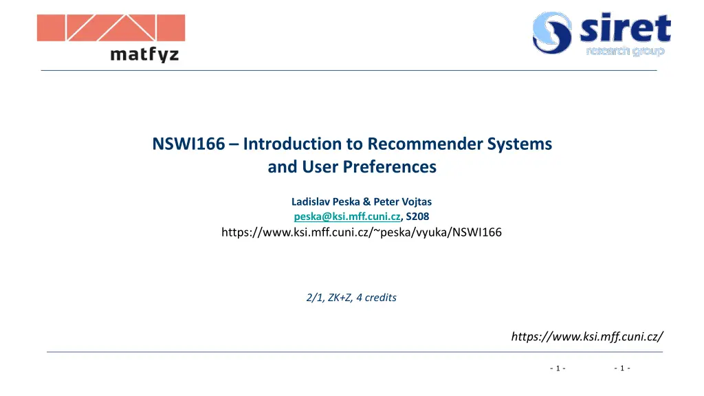 nswi166 introduction to recommender systems n.w