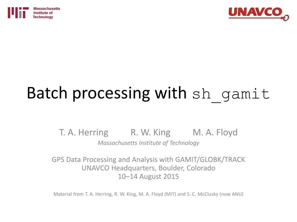 batch processing with sh gamit n.w