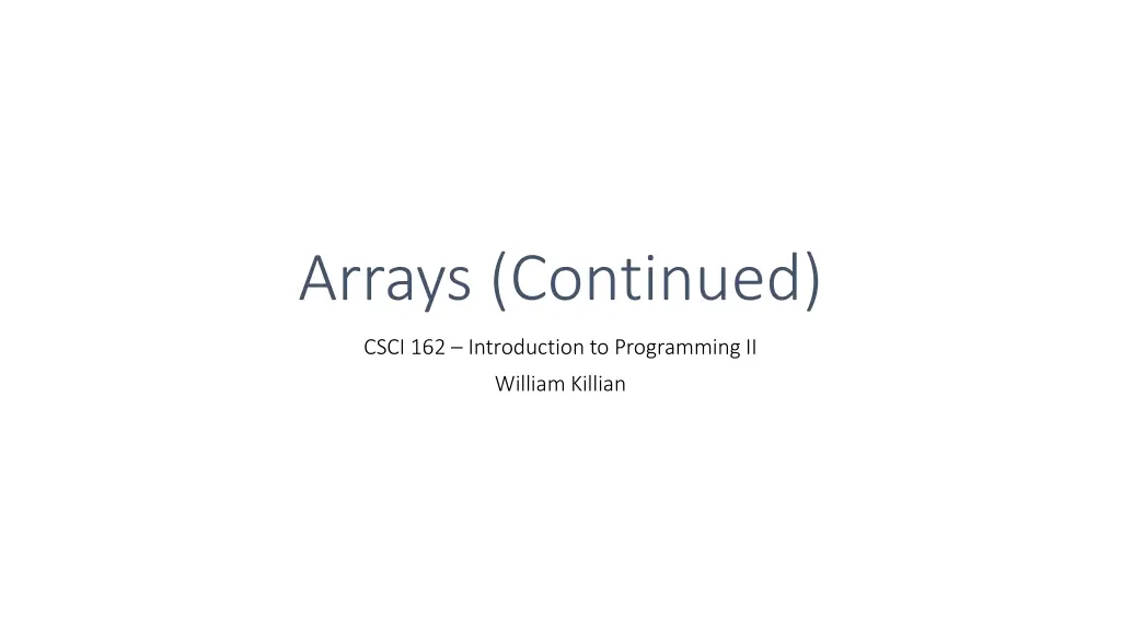 arrays continued n.w