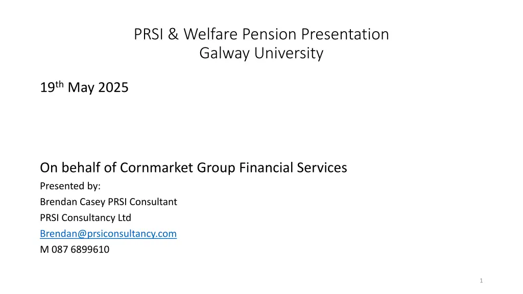 prsi welfare pension presentation galway n.w