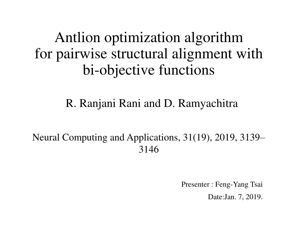 antlion optimization algorithm for pairwise n.w