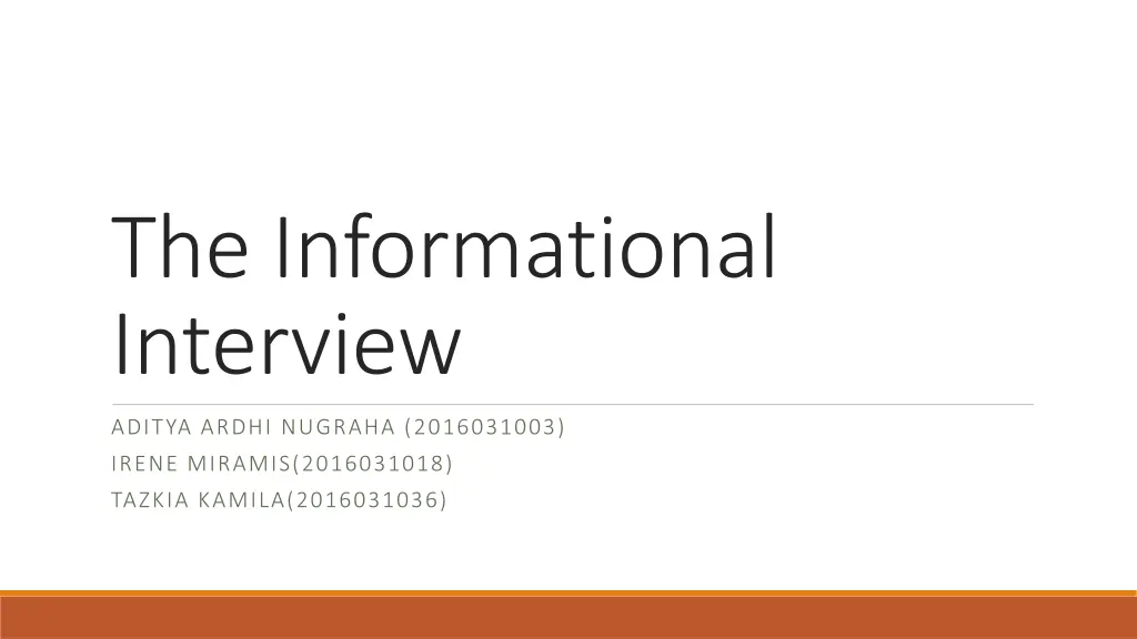 the informational interview n.w