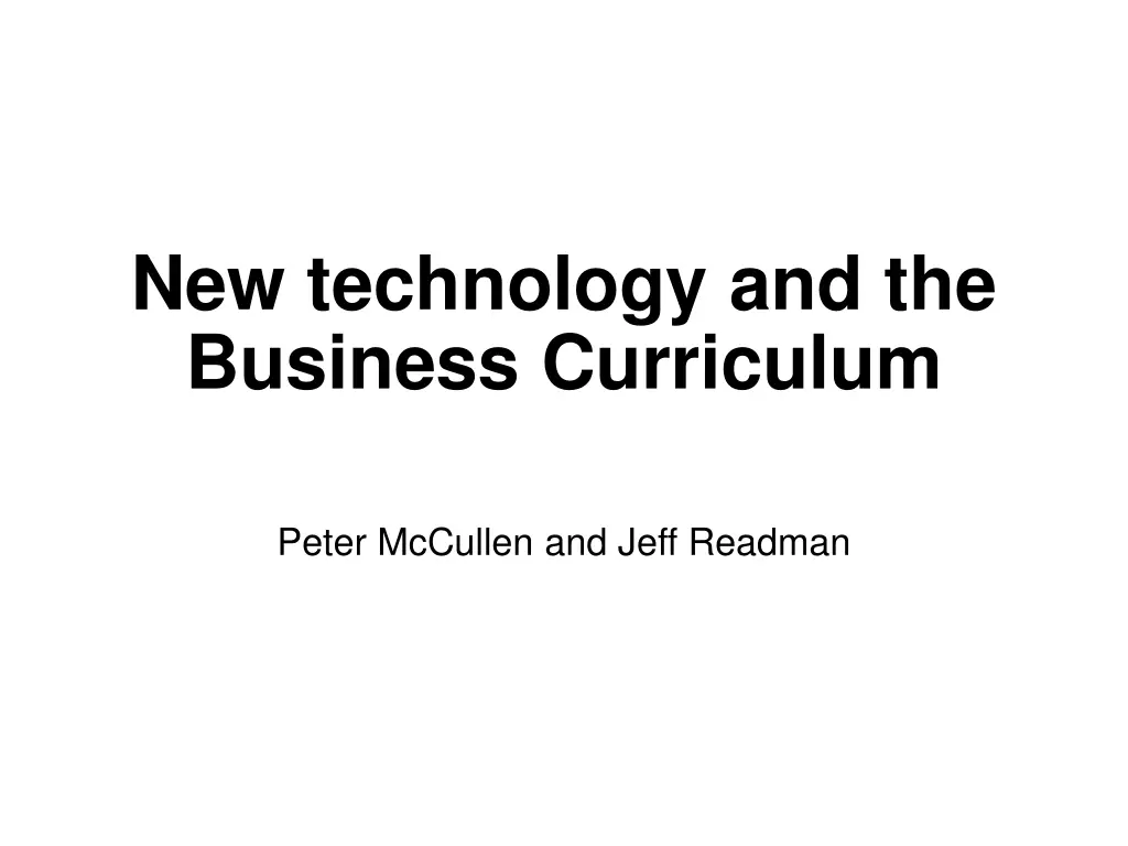 new technology and the business curriculum n.w