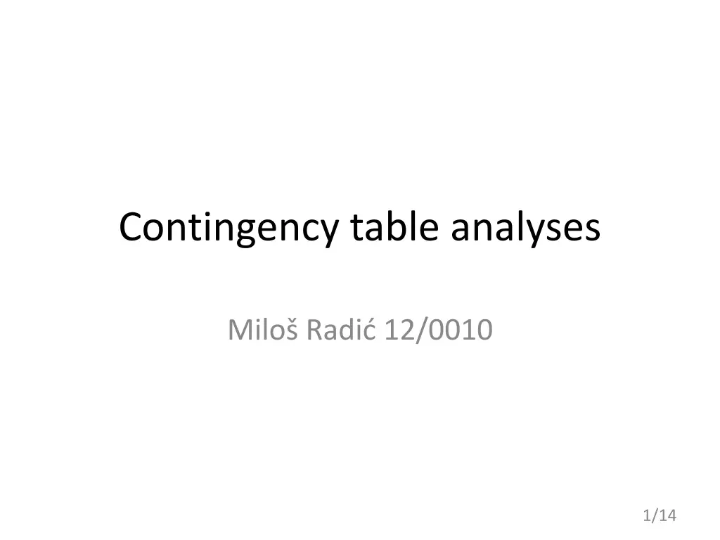 contingency table analyses n.w