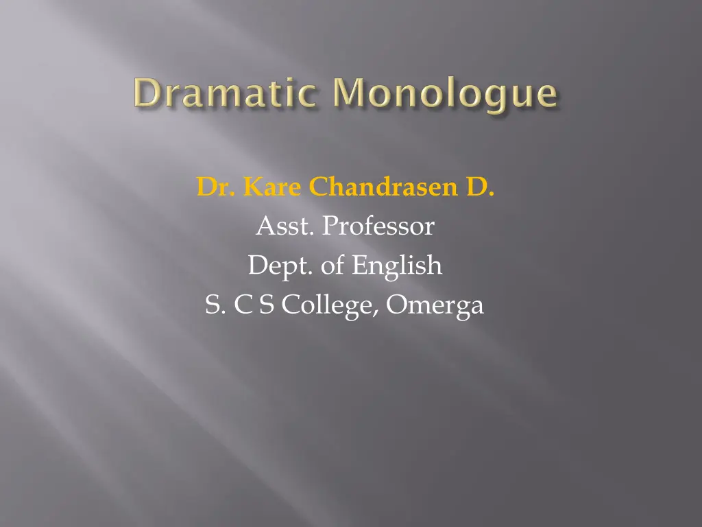 dr kare chandrasen d asst professor dept n.w