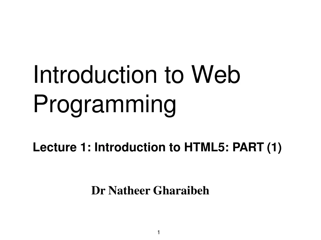 introduction to web programming n.w