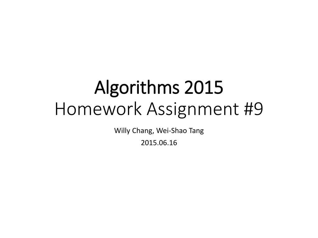 algorithms 2015 algorithms 2015 homework n.w