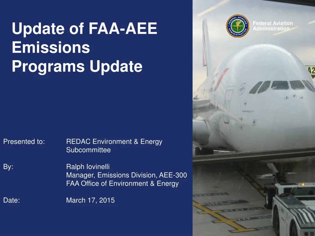 update of faa aee emissions programs update n.w