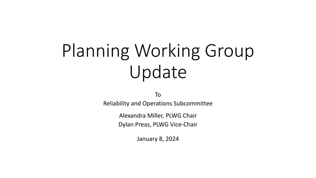 planning working group update n.w