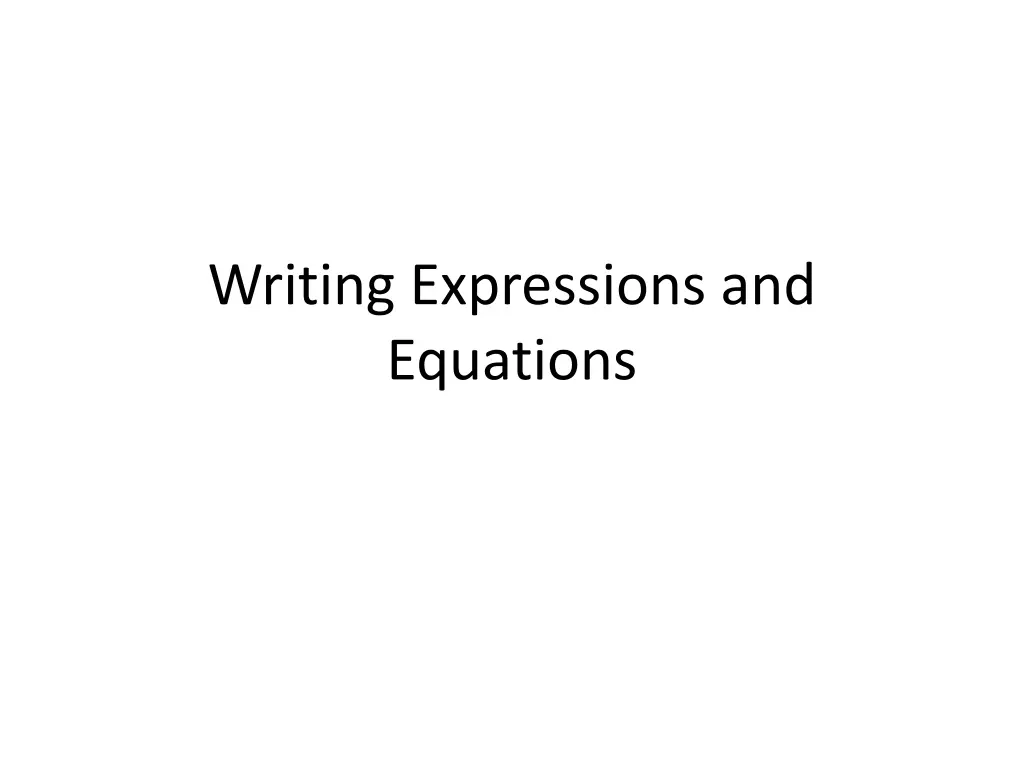 writing expressions and equations n.w