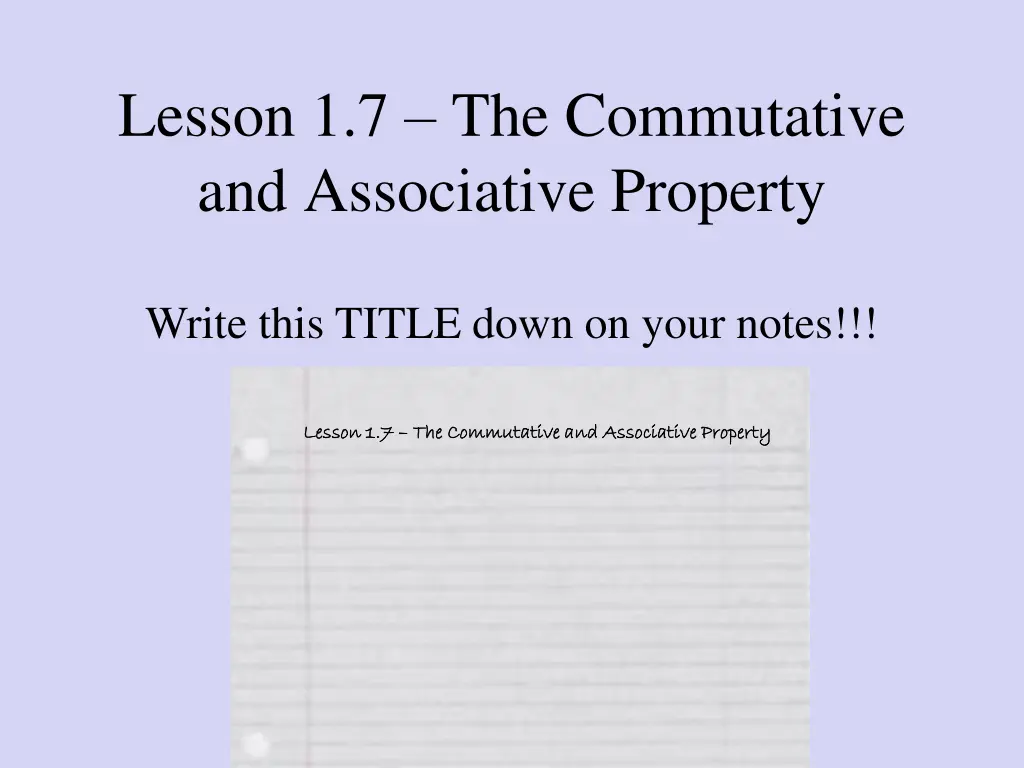lesson 1 7 the commutative and associative n.w