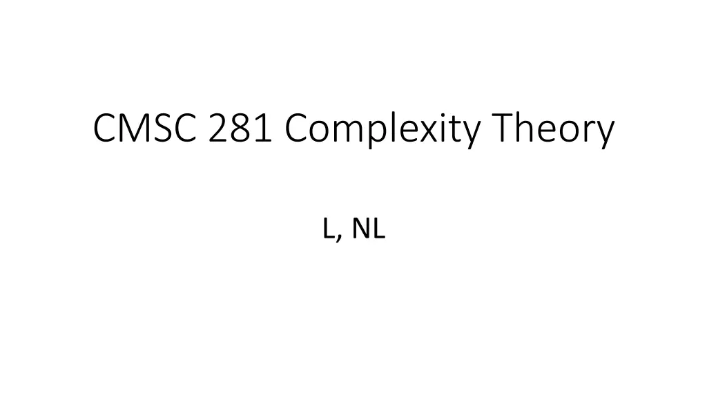 cmsc 281 complexity theory n.w