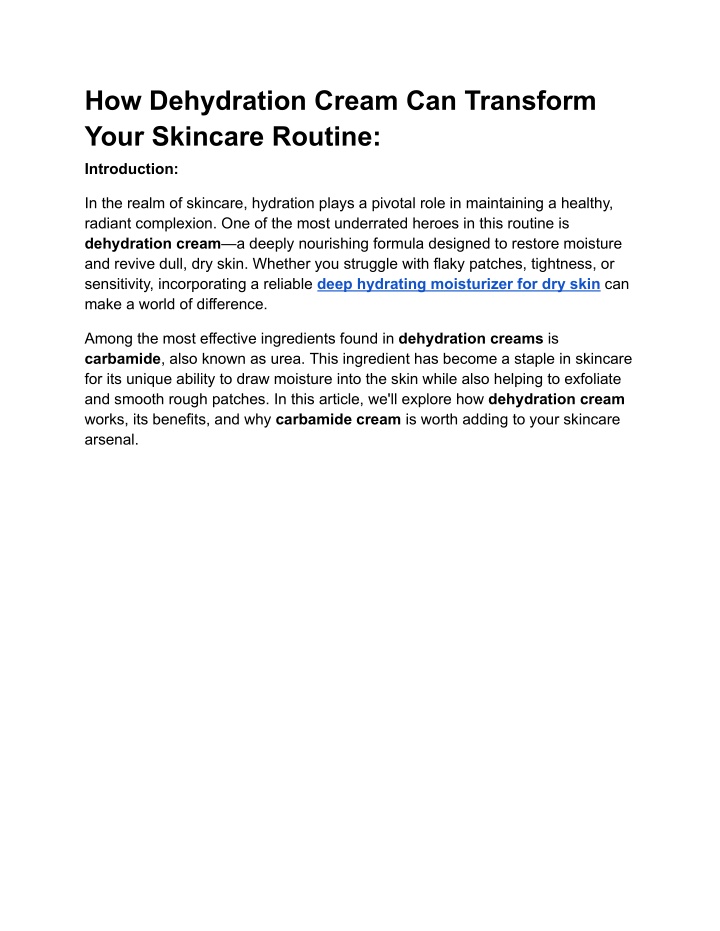 how dehydration cream can transform your skincare n.w