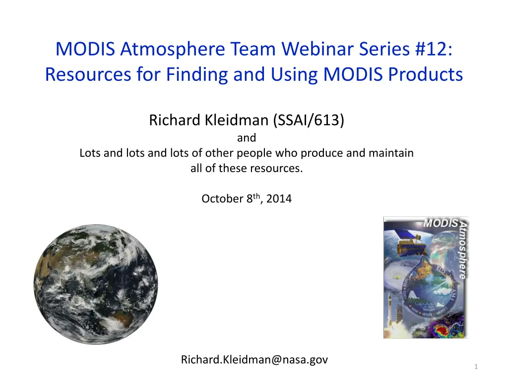modis atmosphere team webinar series 12 resources n.w