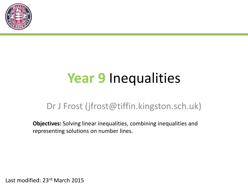 year 9 inequalities n.w