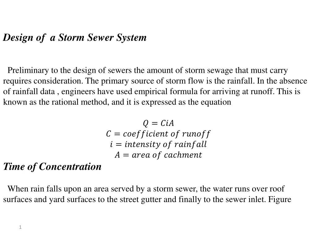 design of a storm sewer system n.w