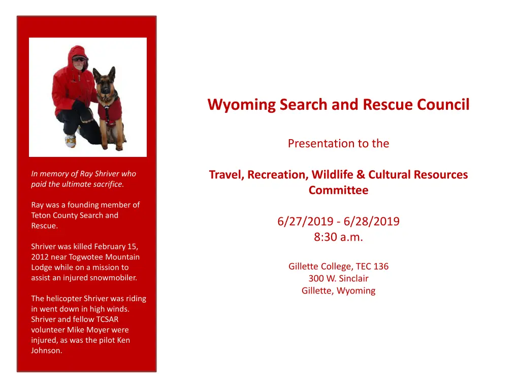 wyoming search and rescue council n.w