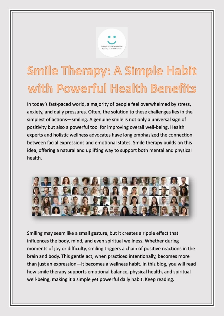 smile therapy a simple habit n.w