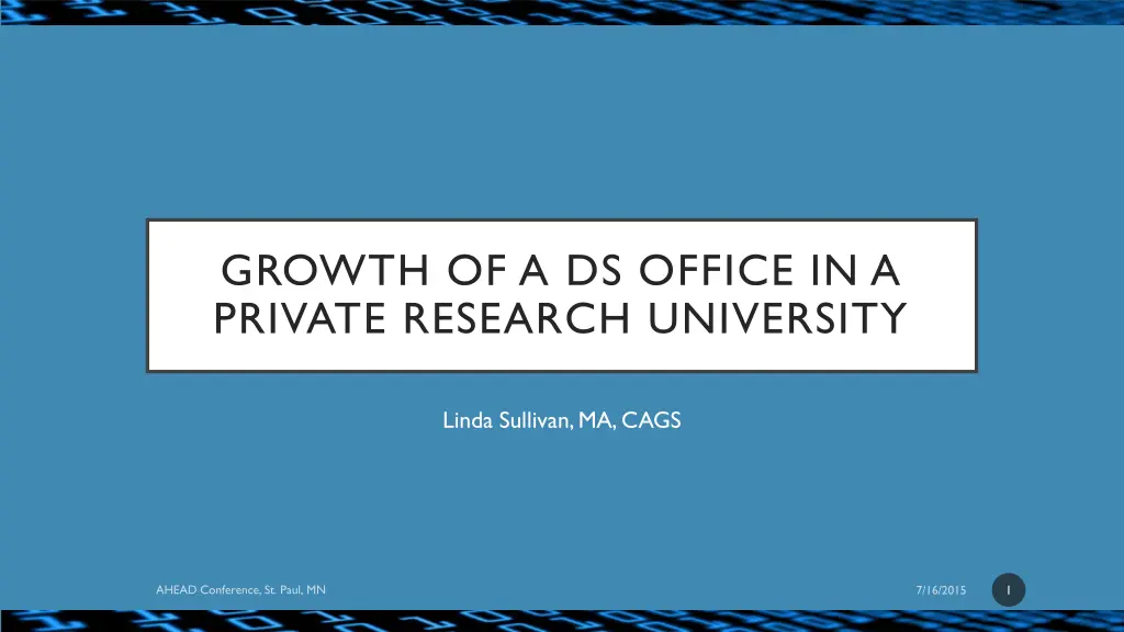growth of a ds office in a private research n.w
