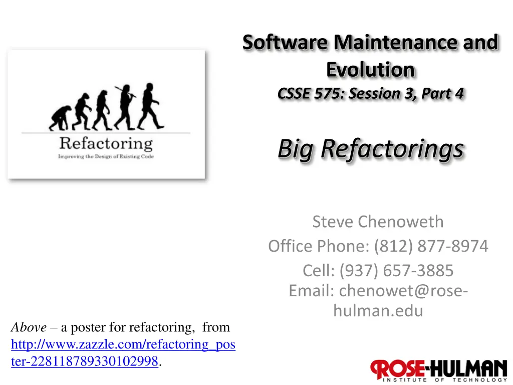 software maintenance and evolution csse n.w