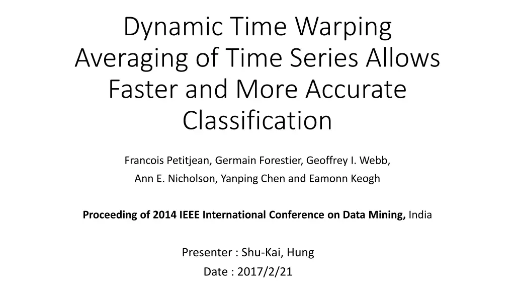 dynamic time warping averaging of time series n.w