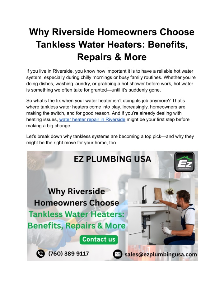 why riverside homeowners choose tankless water n.w
