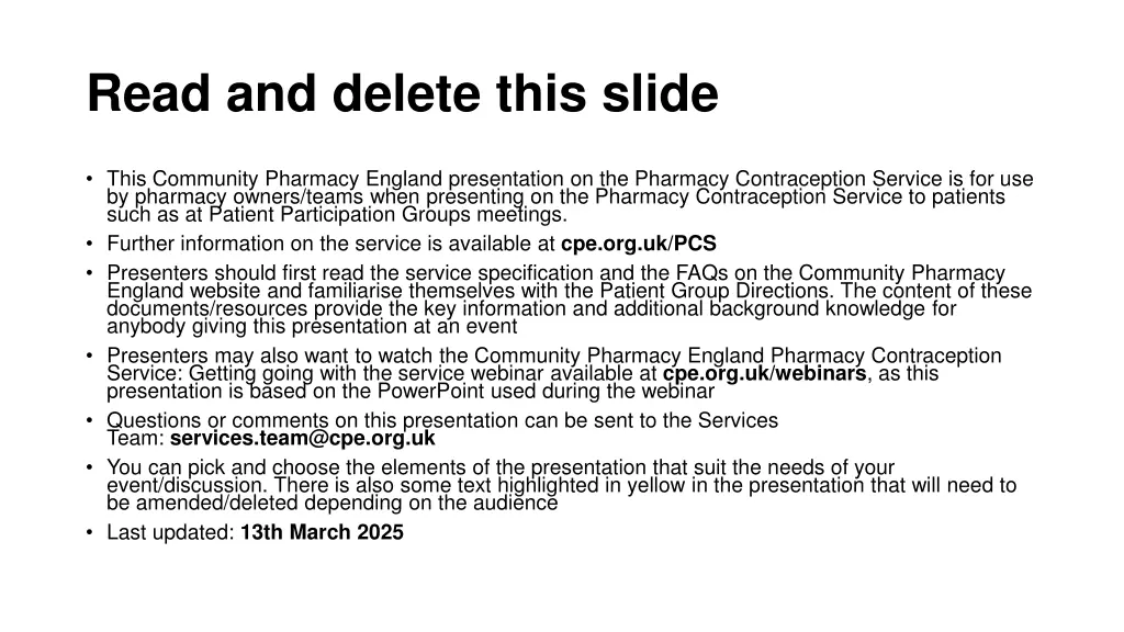 read and delete this slide n.w