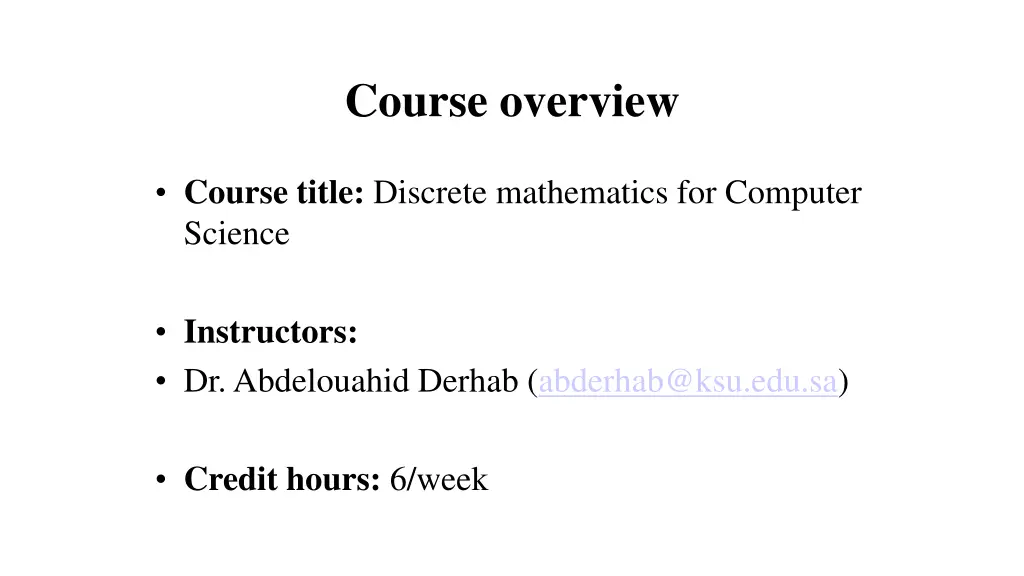course overview n.w