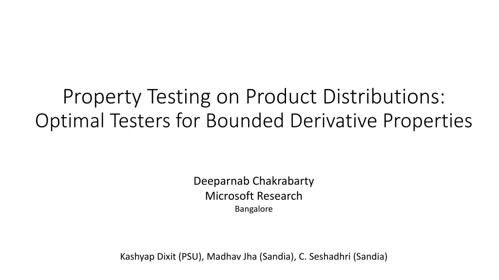 property testing on product distributions optimal n.w