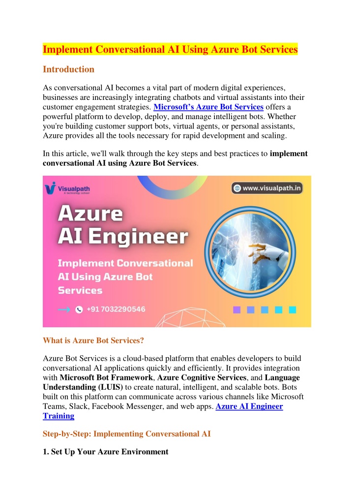 implement conversational ai using azure n.w