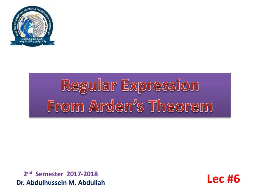 2 nd semester 2017 2018 dr abdulhussein m abdullah n.w